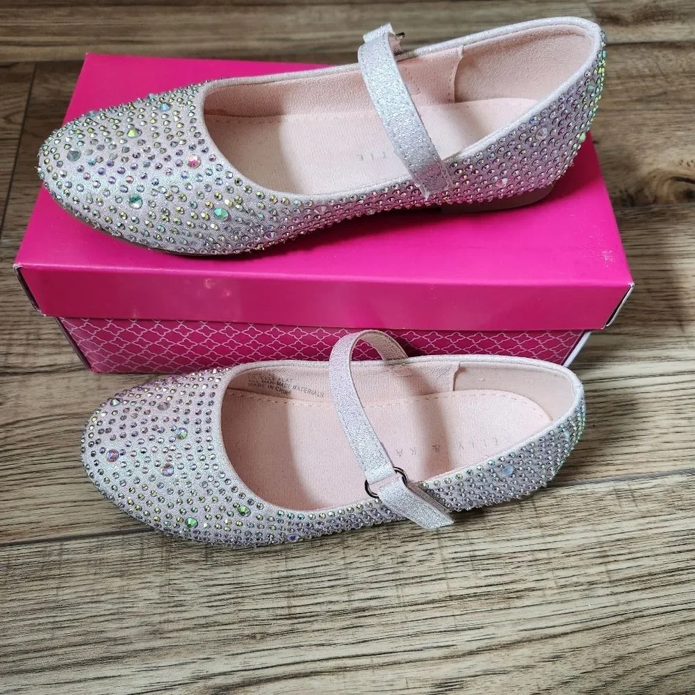 Kelly & Katie Lil Elle Flat -- Girls' Size 12 -- Rhinestones -- Blush Sparkle